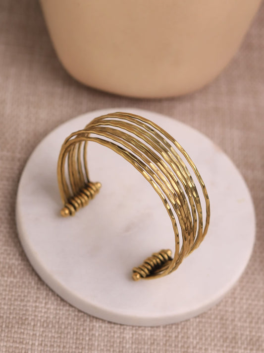 Aurum Wave Brass Bracelet Stack (Set of 3) (Anti Tarnish)