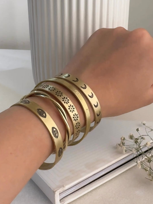 Valentine Special Stack of 5 Adjustable Brass Bracelet (Anti tarnish)