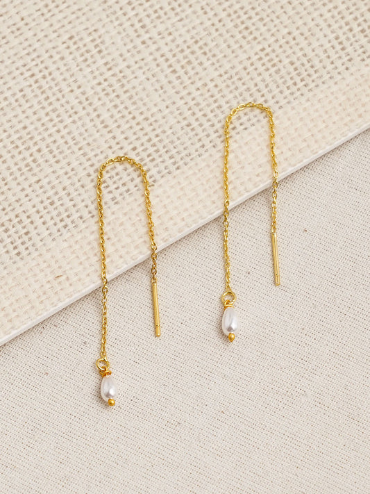 Pearl Sui Dhaga - 18k Gold Plated Earring - Lili-Origin