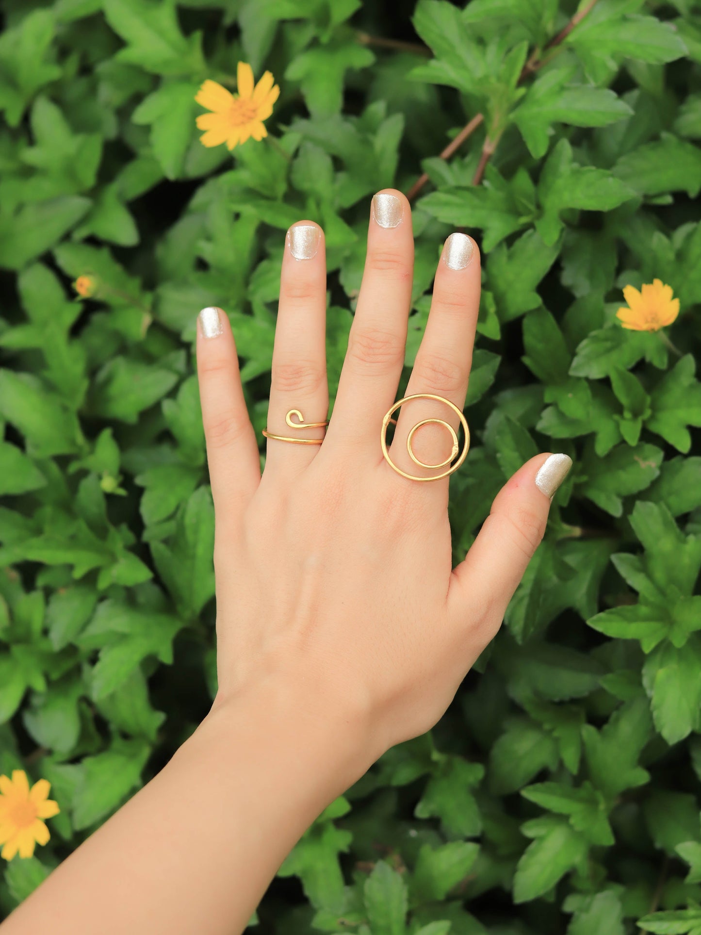 Whimsical 2 Rings Combo Brass Adjustable Ring (Anti Tarnish)