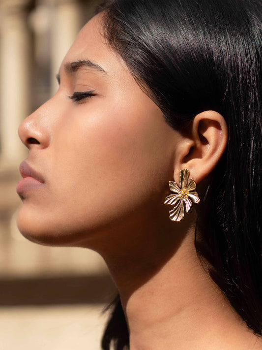 Golden Bloom Flower Earring