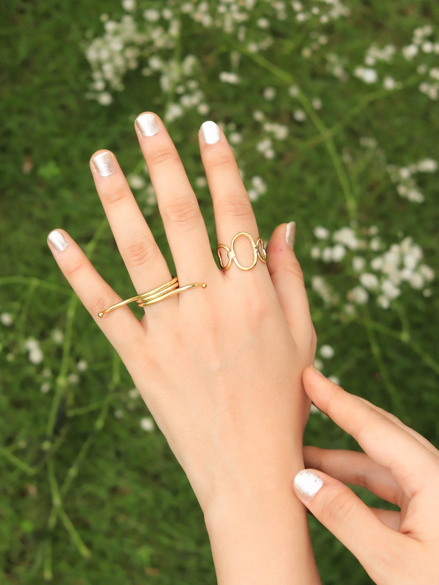 In Flow 2 Rings Combo Brass Adjustable Ring (Anti Tarnish)