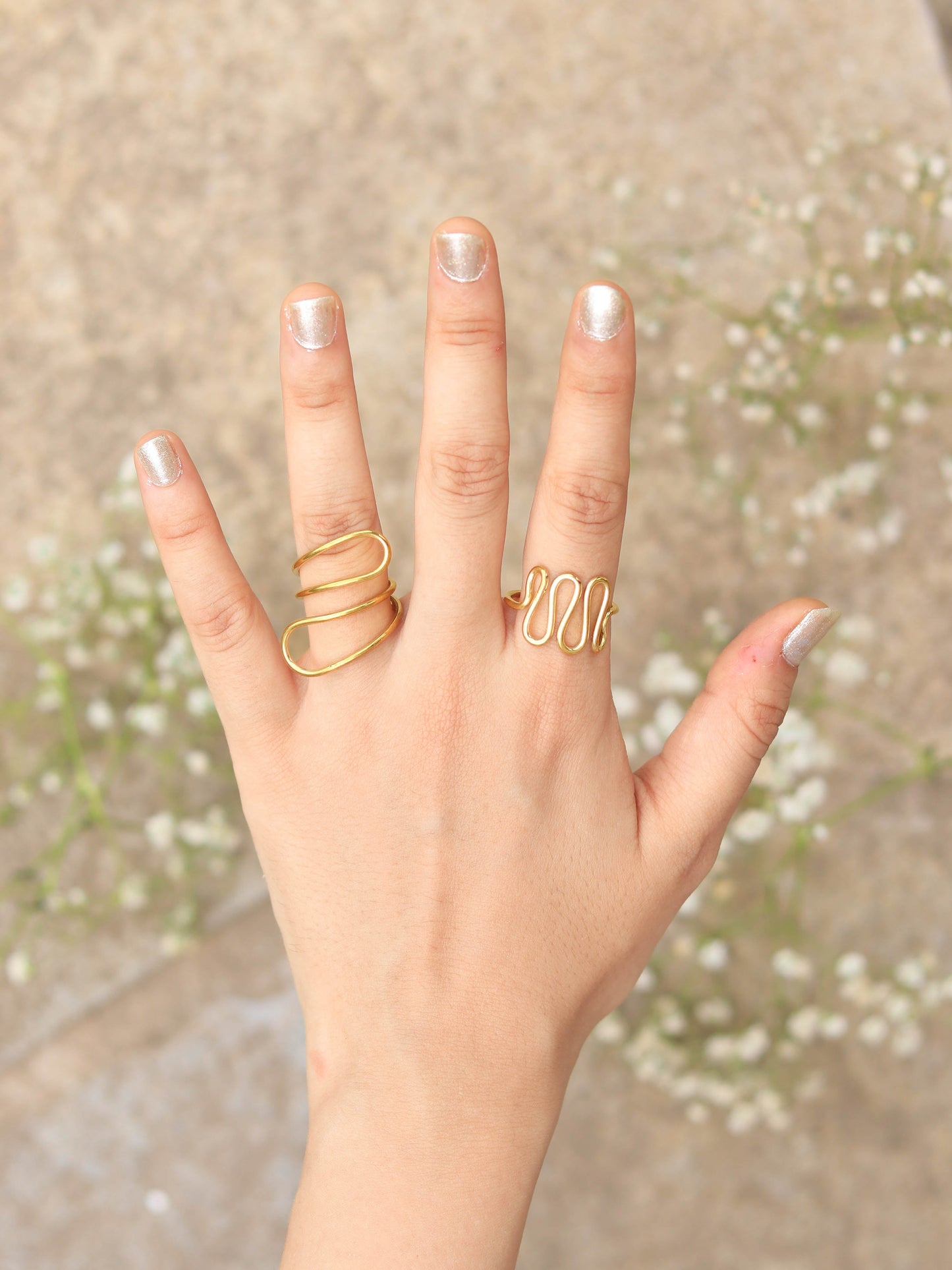 Slide 2 Rings Combo Brass Adjustable Ring (Anti Tarnish)