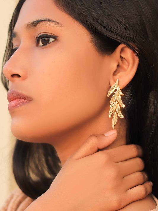 Layered Leaf Statement Earring