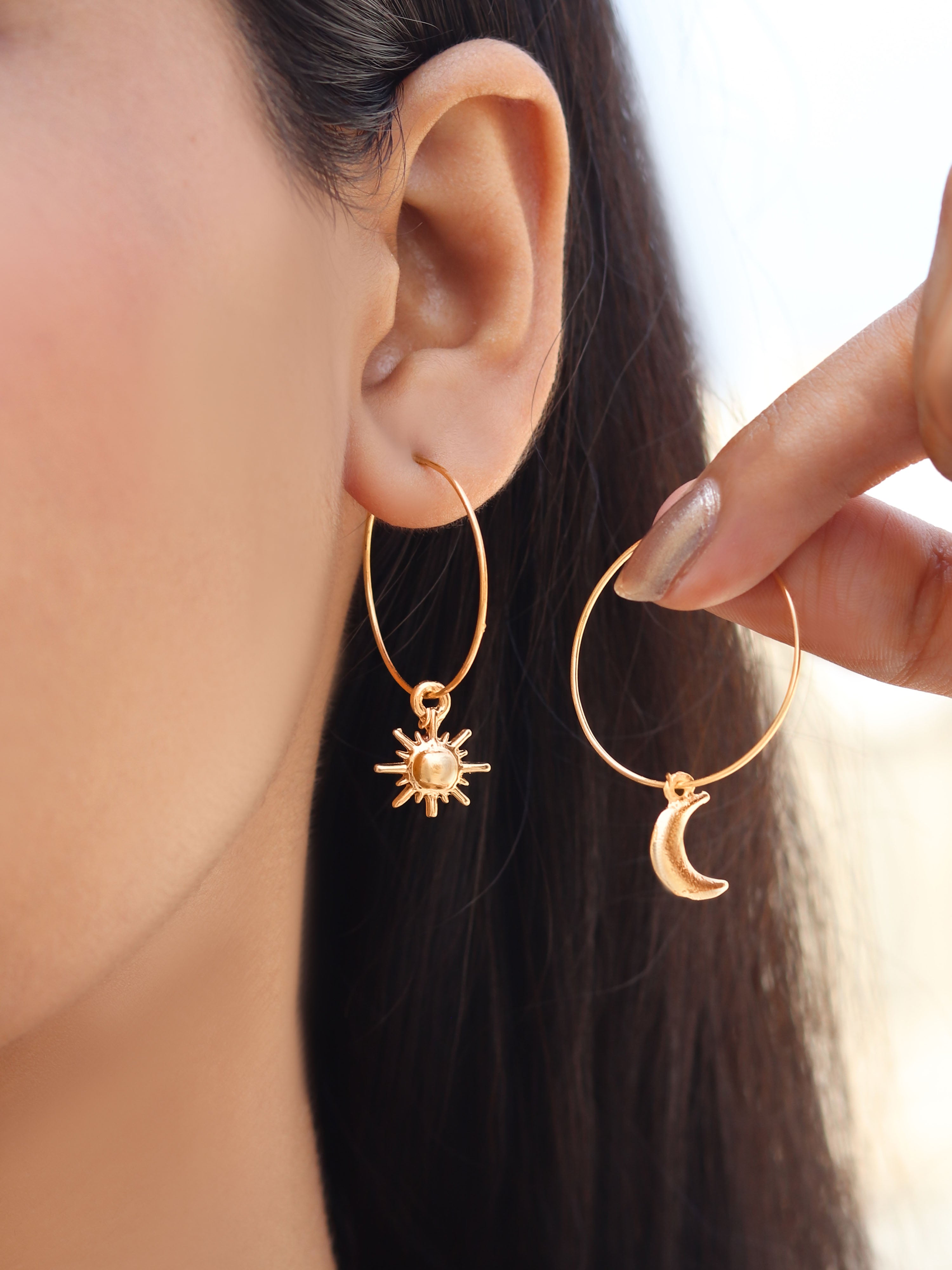 Buy Mismatched Sun Moon Earrings Celestial Style