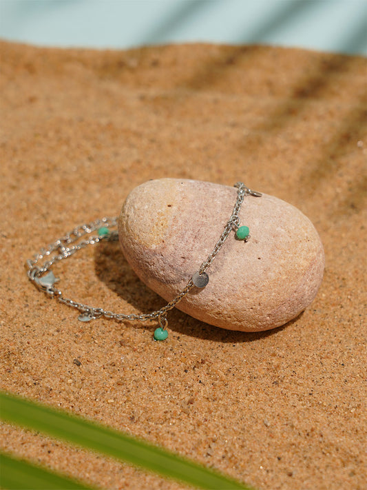 Teal Silver Anklet - Lili-Origin