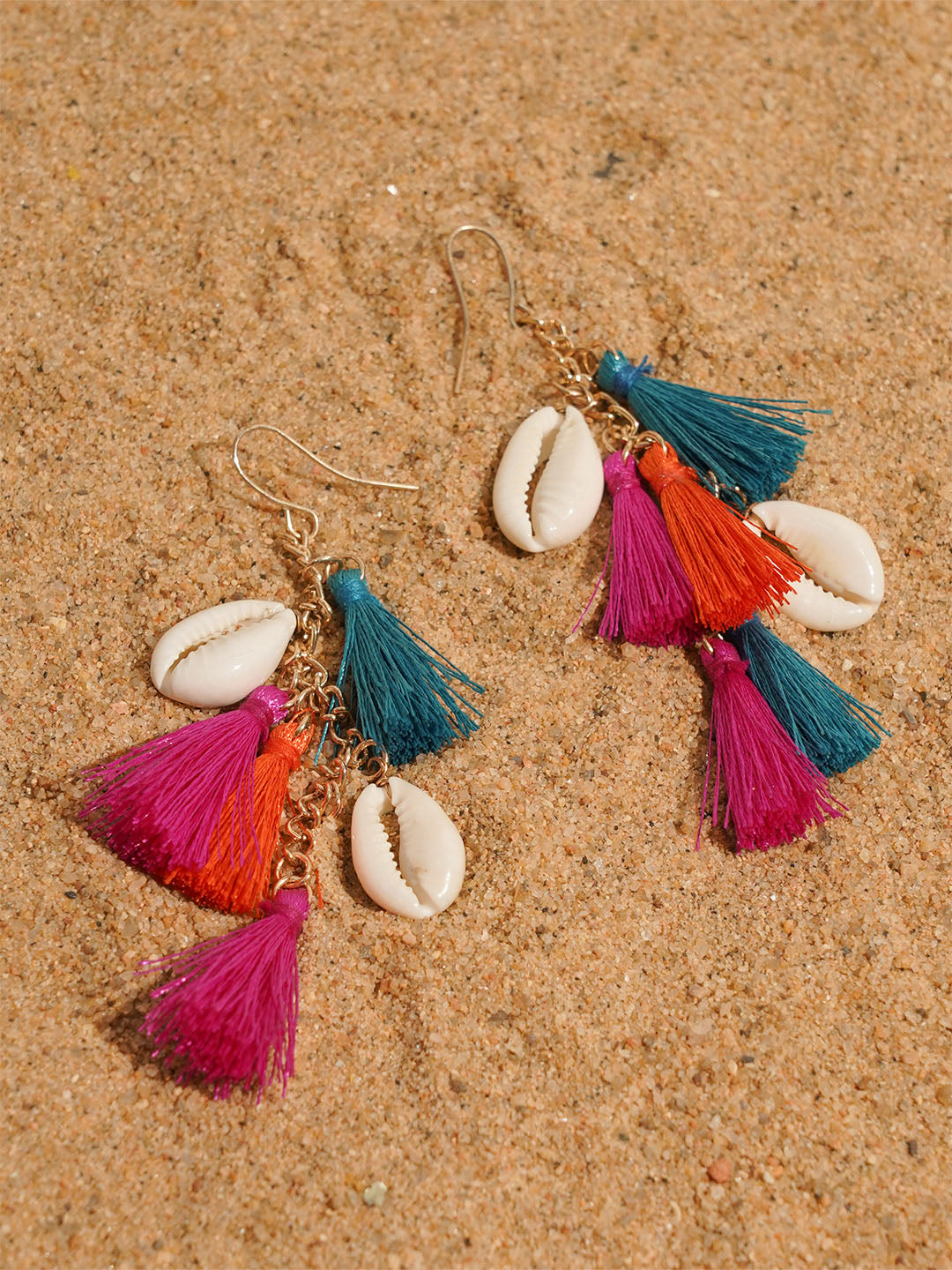 Buy Shell Tassel Earrings Multicolor Statement Jewellery
