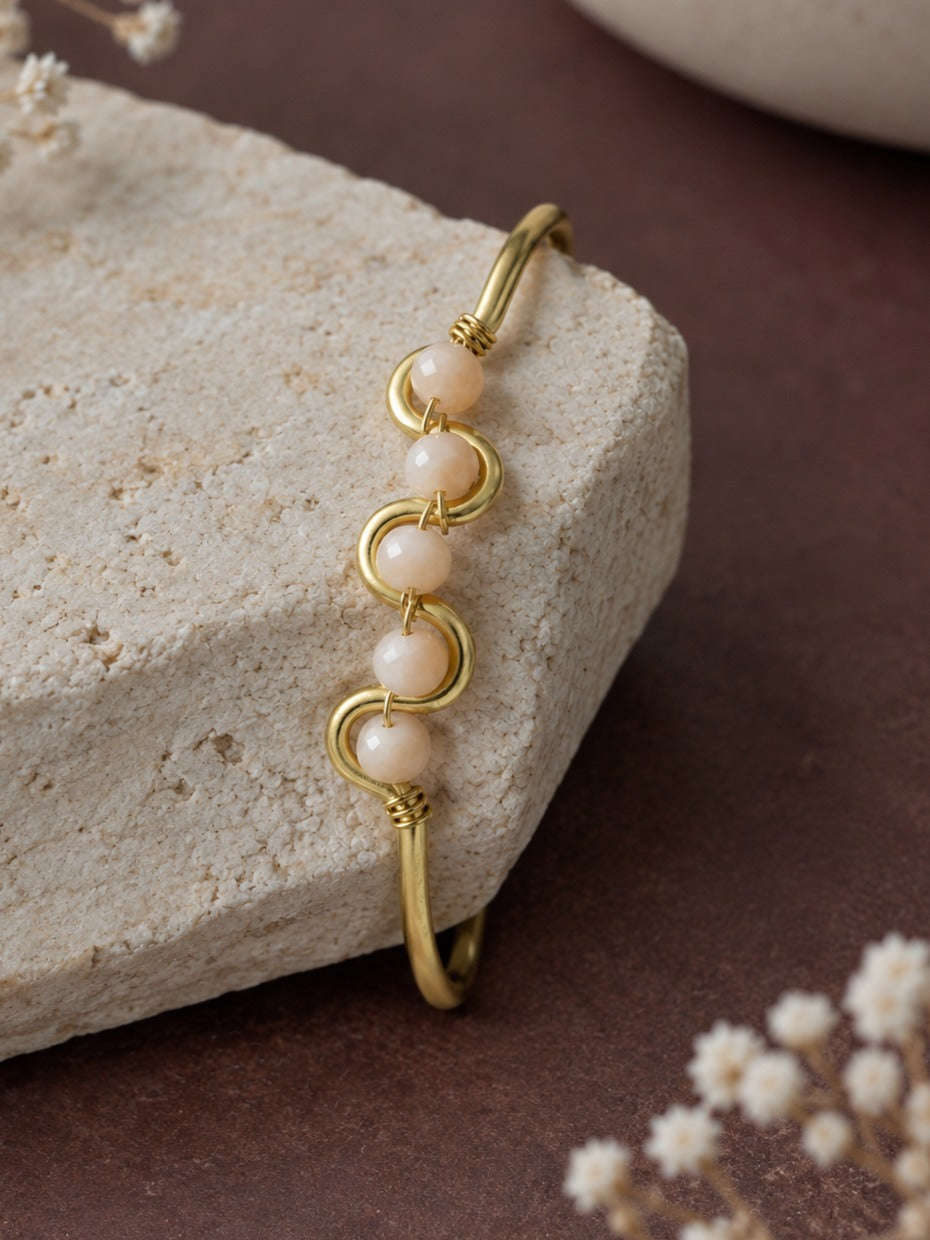 Blush Orbit Brass Adjustable Bracelet (Anti Tarnish)
