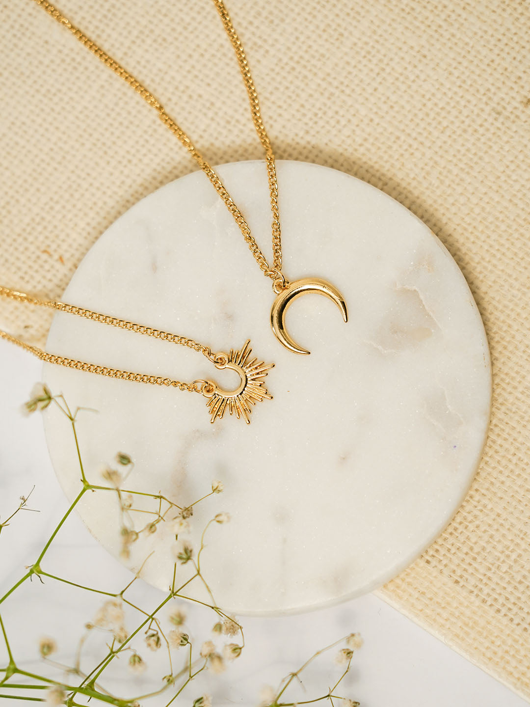 Sun Moon Necklace Combo Elegant Symbolic Jewellery
