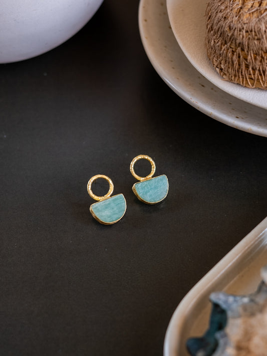 Crescent Green Amazonite Stud