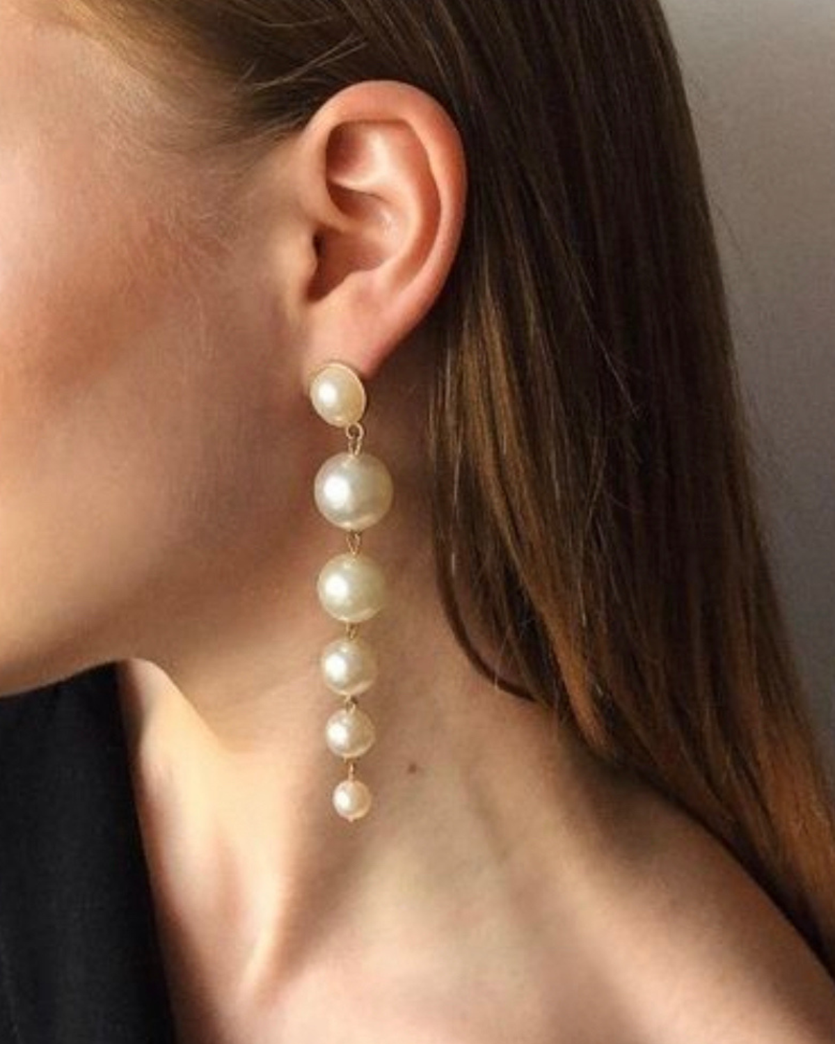 Long earrings pearl discount
