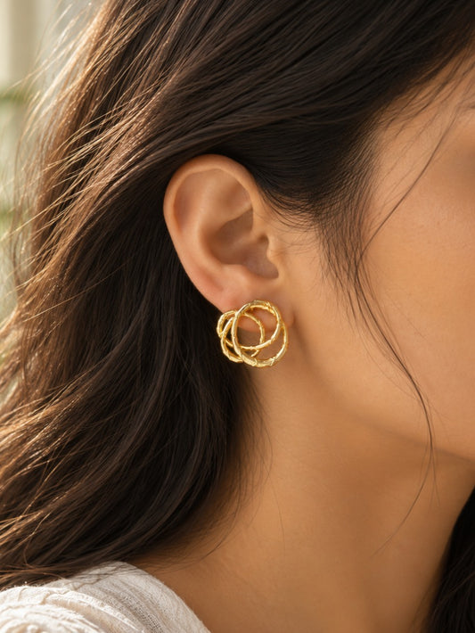 Golden Concentric Hoop Earring