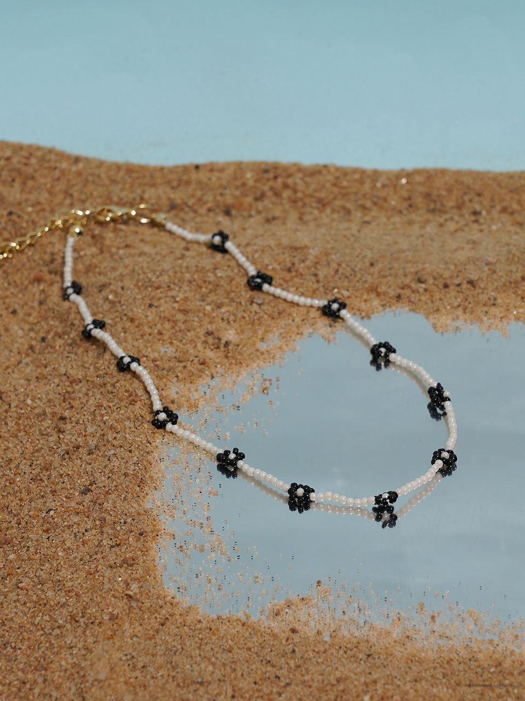 Explore Black White Choker Floral Beaded Elegance