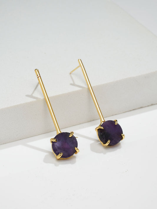 Long Amethyst Crystal Earring - Lili-Origin