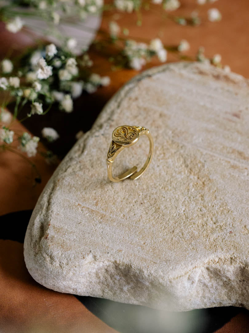 Lotus Whisper 2 rings Combo Brass Adjustable Ring (Anti Tarnish)