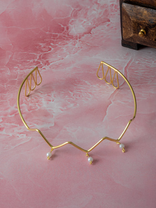 Pearl Wave Hair Cuff Brass Adjustable (Anti Tarnish)
