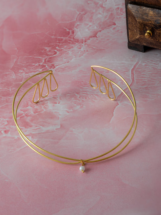 Luna Pearl Hair Cuff Brass Adjustable (Anti Tarnish)