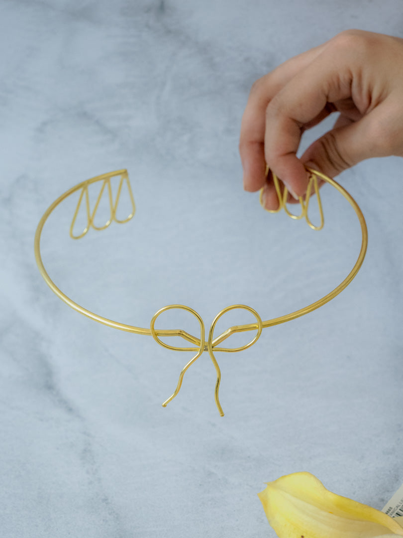 Bow Knot Hair Cuff Brass Adjustable (Anti Tarnish)