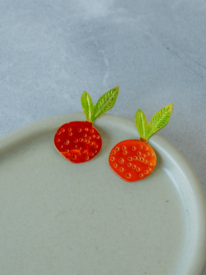 Citrus Pop Hand-Painted Brass Earrings