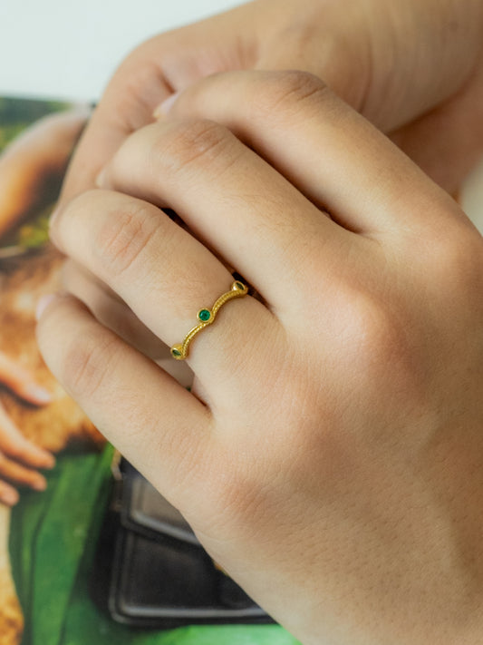 Wavy Spark Brass Adjustable Ring (Anti Tarnish)