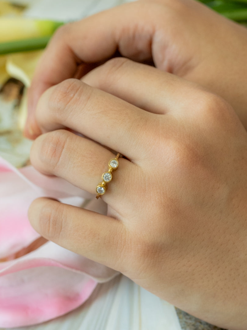 Trio Spark Brass Adjustable Ring (Anti Tarnish)