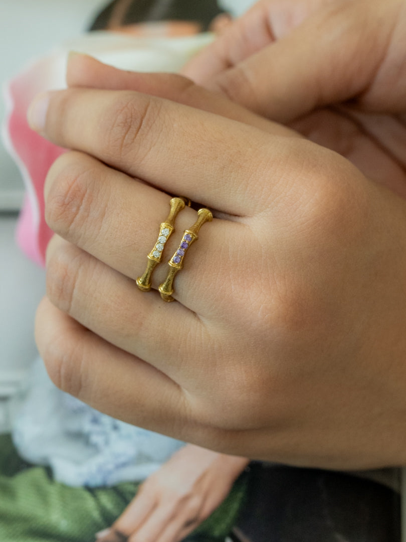 Bamboo Spark Brass Adjustable Ring (Anti Tarnish)