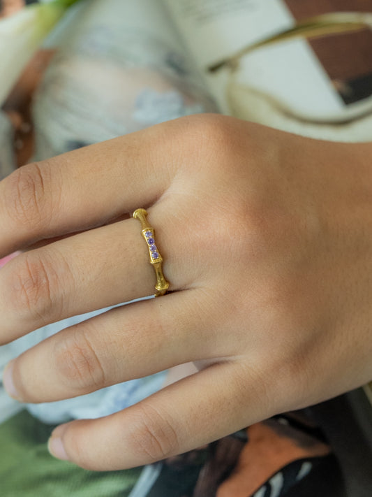 Bamboo Spark Brass Adjustable Ring (Anti Tarnish)