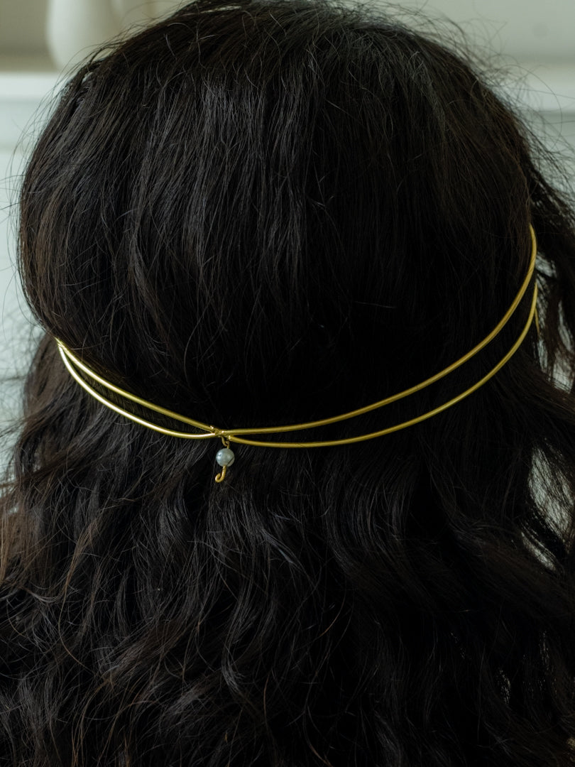 Luna Pearl Hair Cuff Brass Adjustable (Anti Tarnish)
