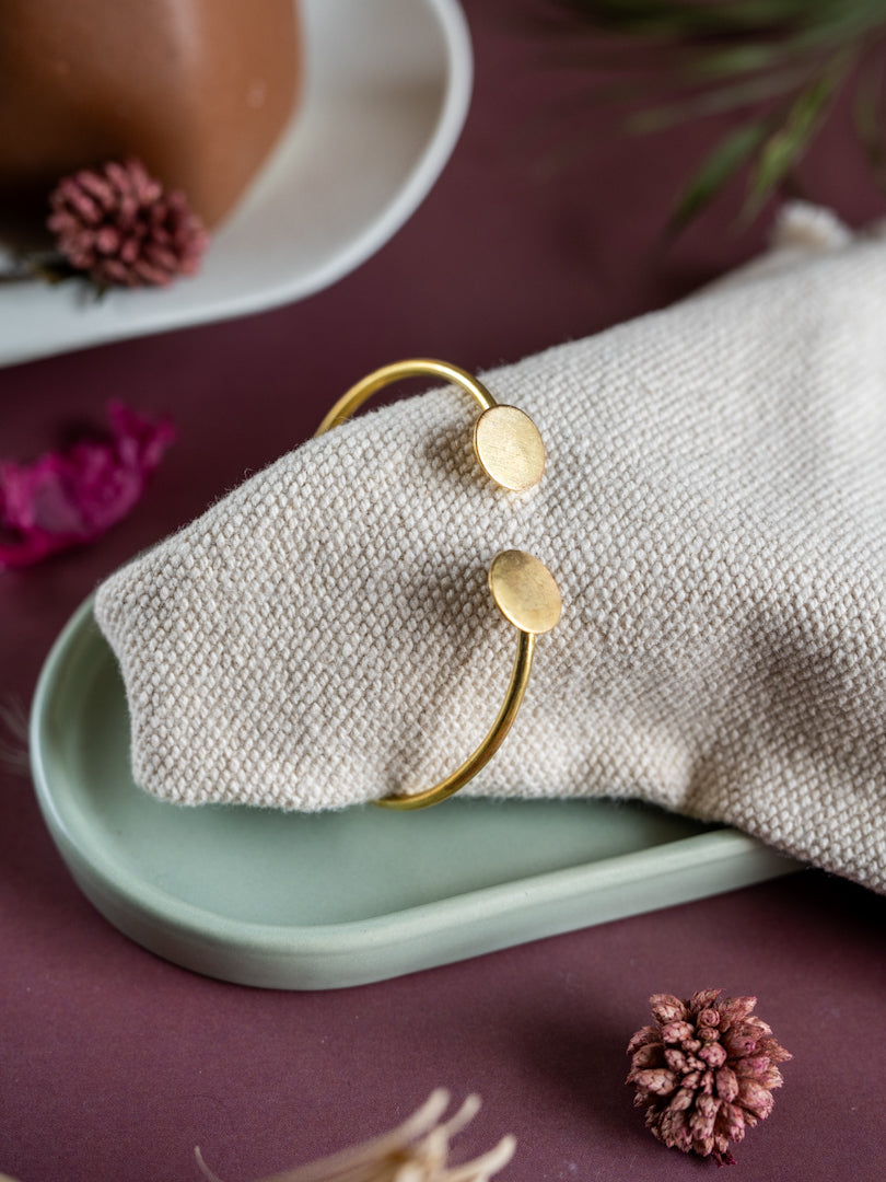 Duo Circle Statement Brass Bracelet (Anti Tarnish)