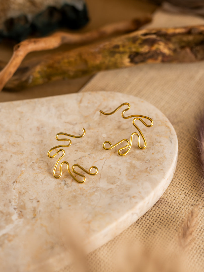 Squiggles Brass Earring (Anti Tarnish)