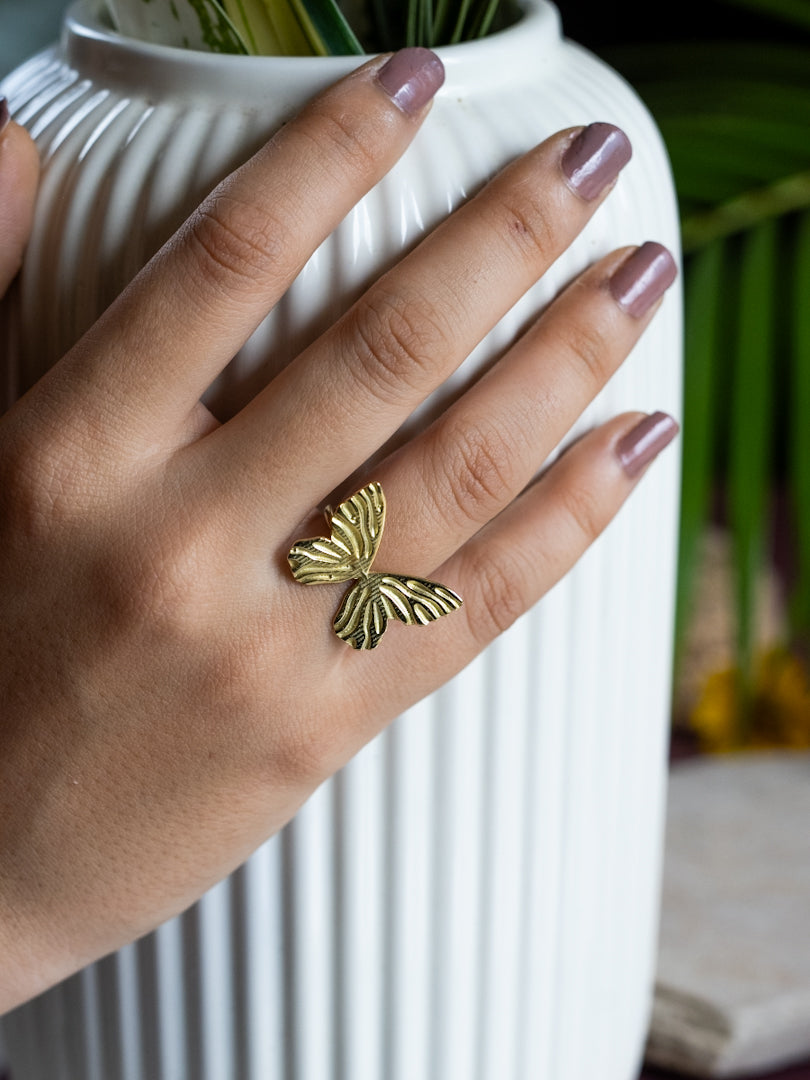 Butterfly Brass Ring Adjustable (Anti Tarnish)