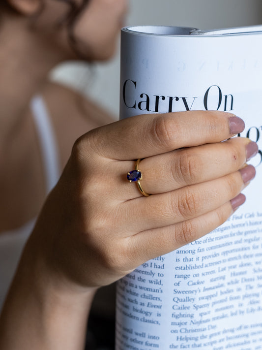 Violet Glow Brass Adjustable Ring (Anti Tarnish)