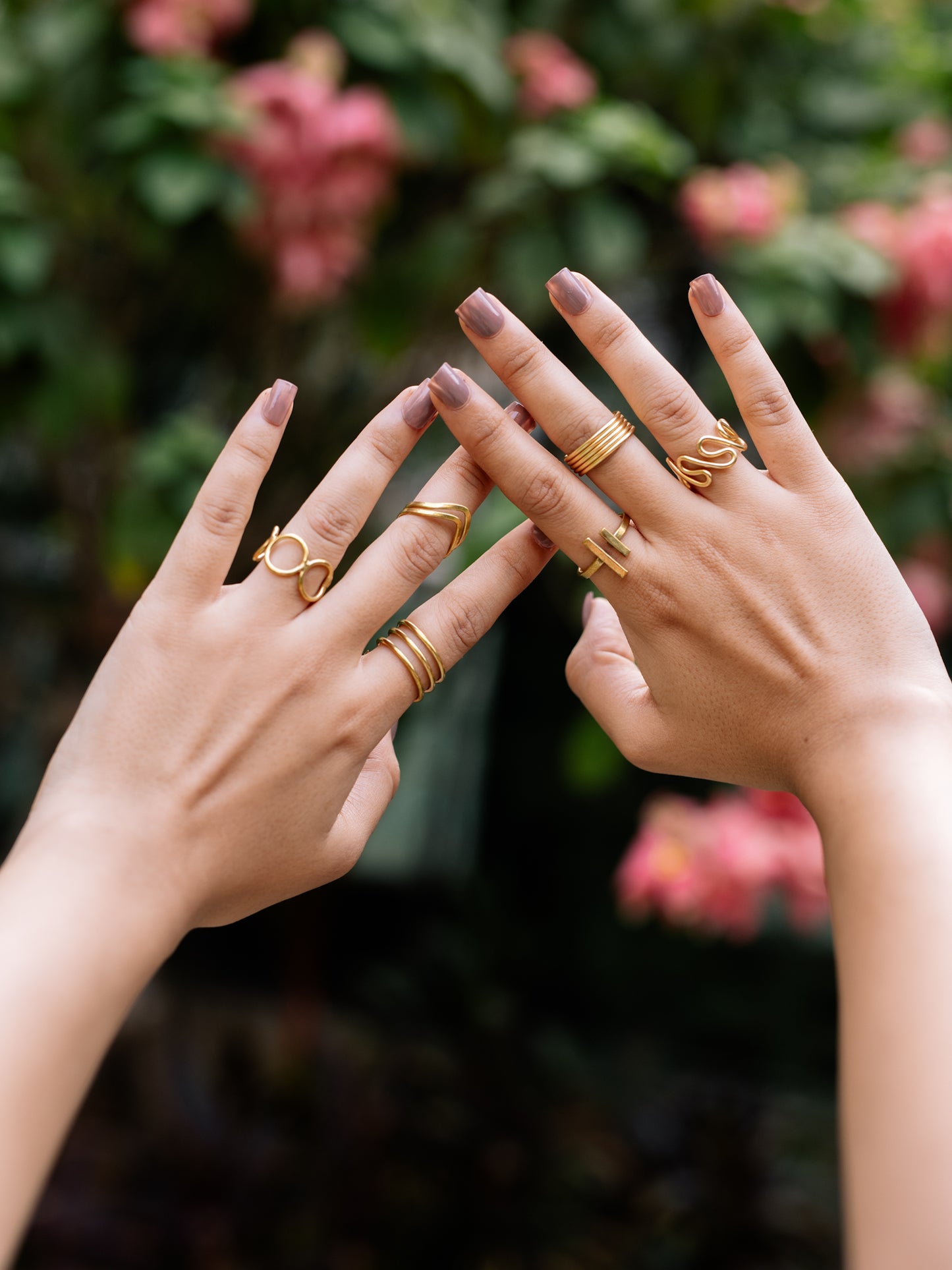 Bloom 6 Brass Rings Combo Adjustable Ring (Anti Tarnish)