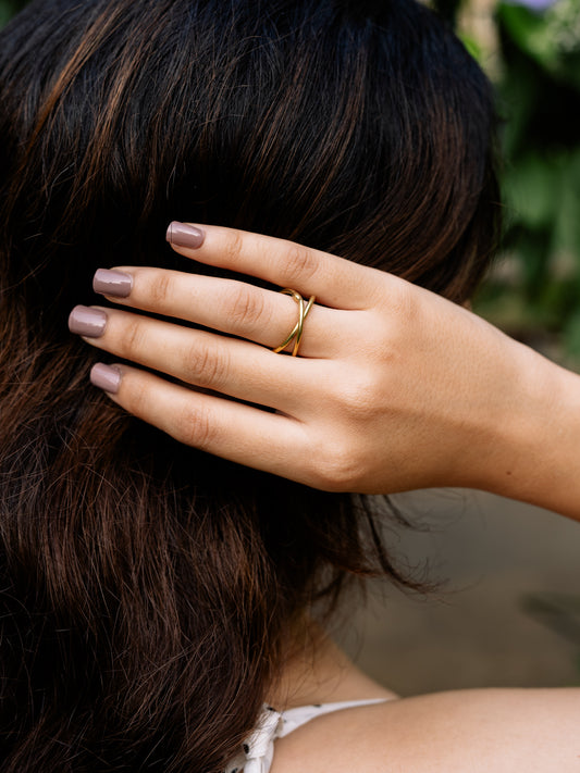 Twisty Brass Two way Adjustable Ring (Anti Tarnish)