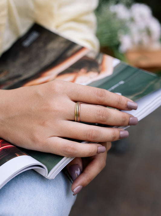 Triple Band Ring Brass and Copper Mixed Metal (Anti Tarnish)