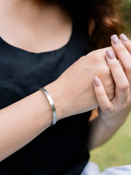 Silver Band German Silver Adjustable Bracelet (Anti Tarnish)