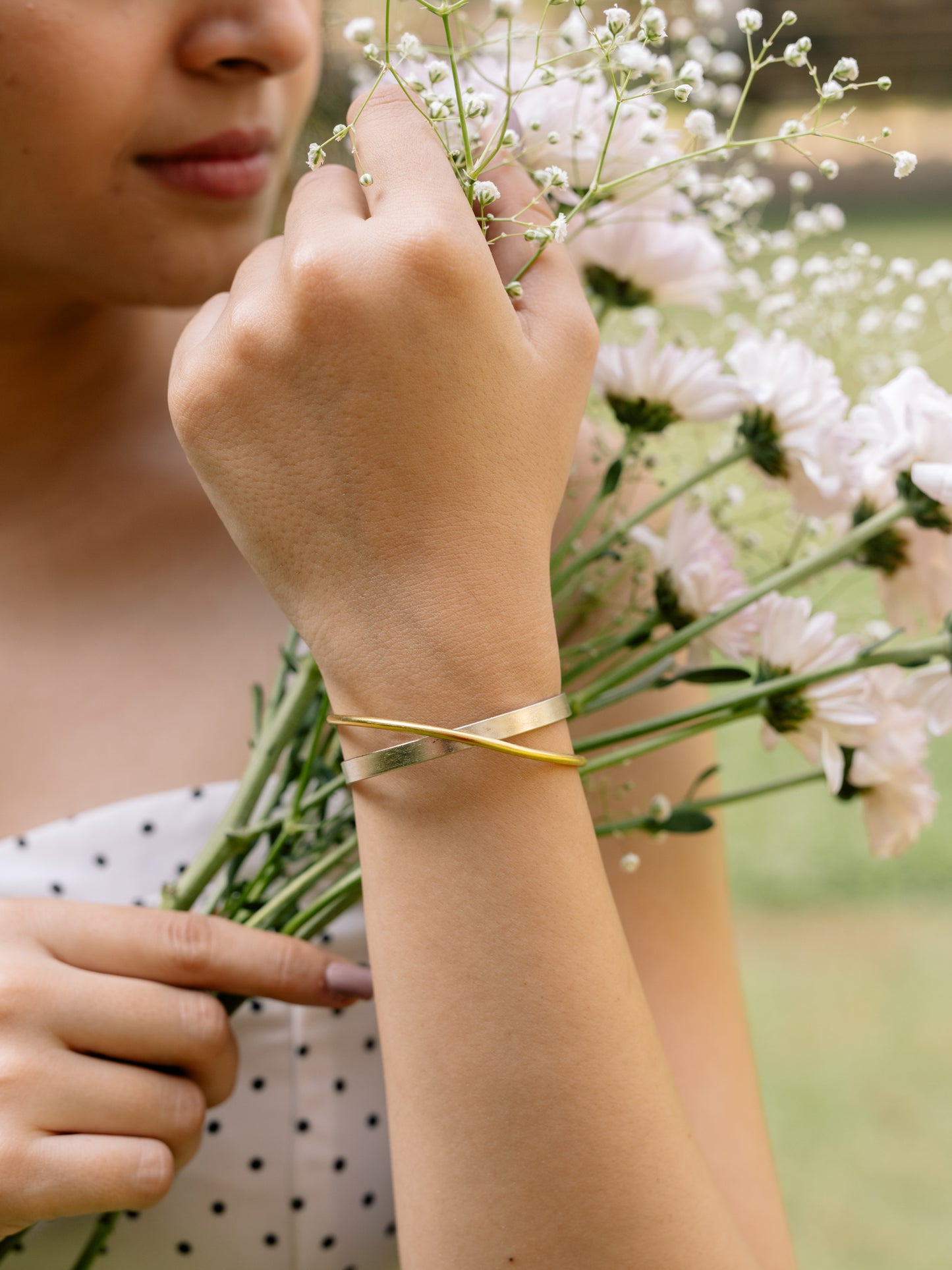 Silver Cross Brass & German Silver Adjustable Bracelet (Anti Tarnish)