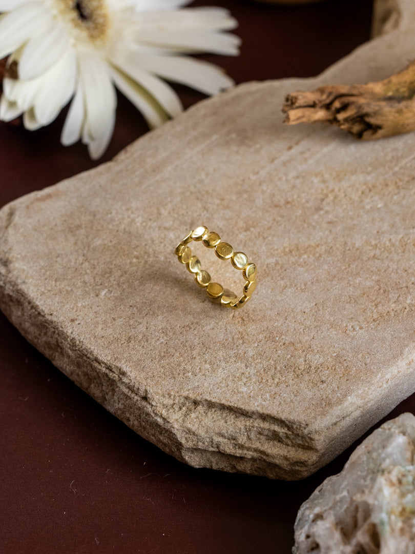 Dot Line Brass Ring Adjustable (Anti Tarnish)