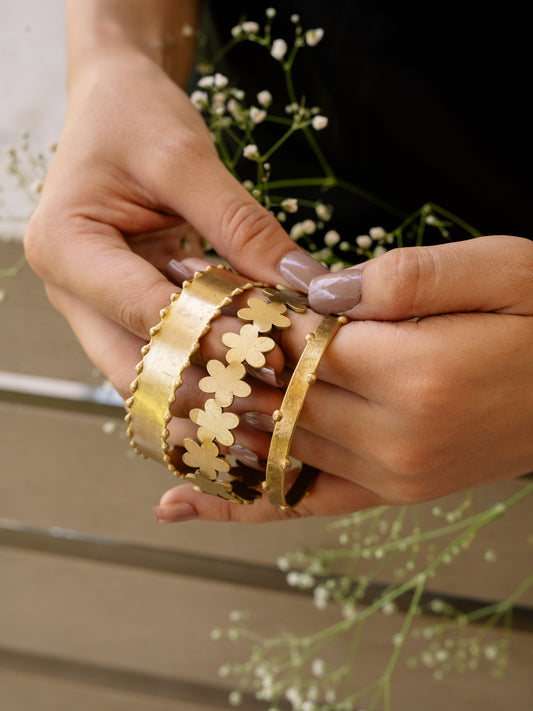 Mystic Mark Brass Bracelet Stack (Set of 3) (Anti Tarnish)