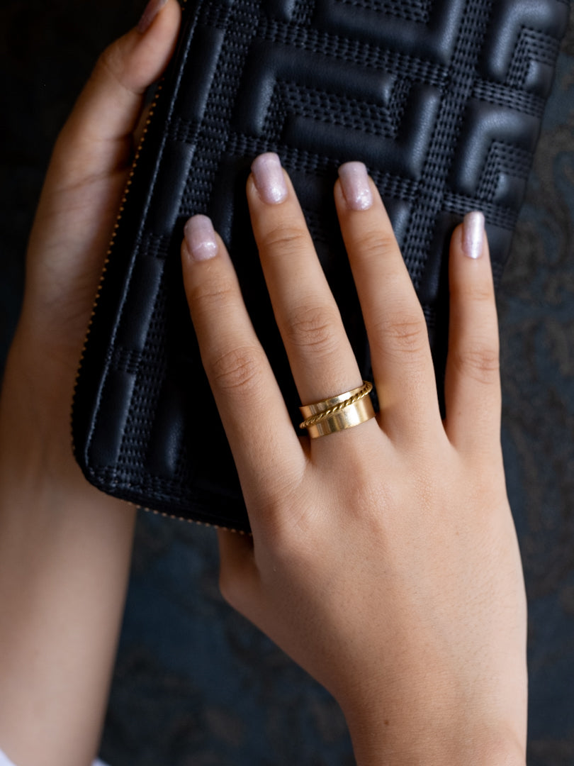 Rope Wrap Brass Ring Adjustable (Anti Tarnish)