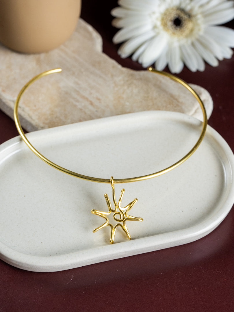 Golden Sunray Brass Adjustable Choker (Anti Tarnish)