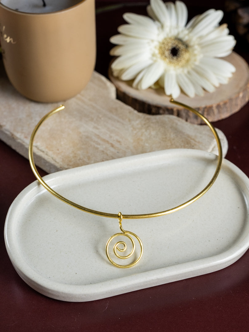 Solar Swirl Brass Adjustable Choker (Anti Tarnish)