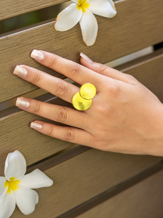 Duo cirq Brass Adjustable Ring (Anti Tarnish)