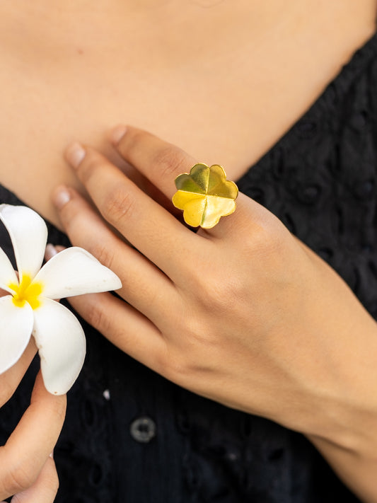 QuatraBloom Brass Adjustable Ring (Anti Tarnish)