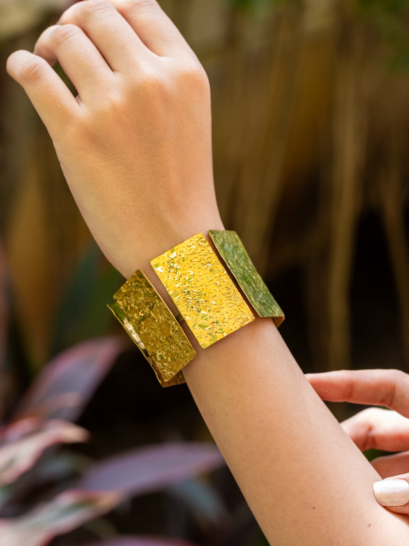 Rectangle Statement Brass Bracelet (Anti Tarnish) Adjustable