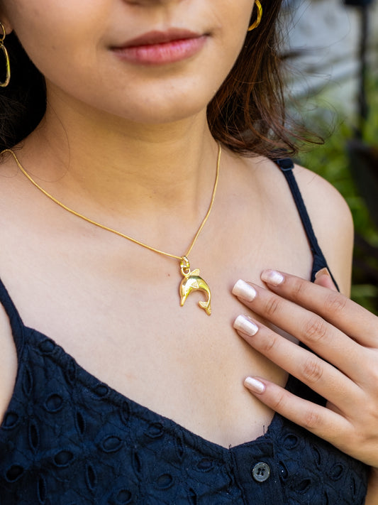 Dolphin Brass Necklace (Anti Tarnish)