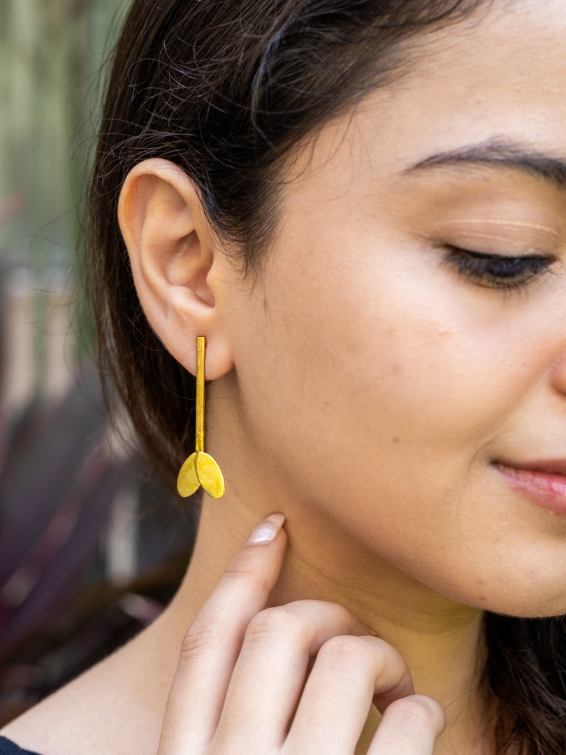 Lumi Leaf Brass Earring (Anti Tarnish)