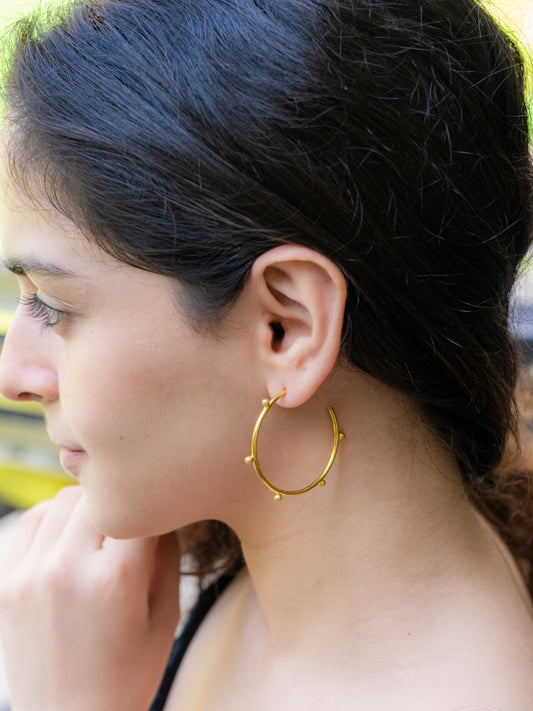 Dotline Hoop Brass Earring (Anti Tarnish)