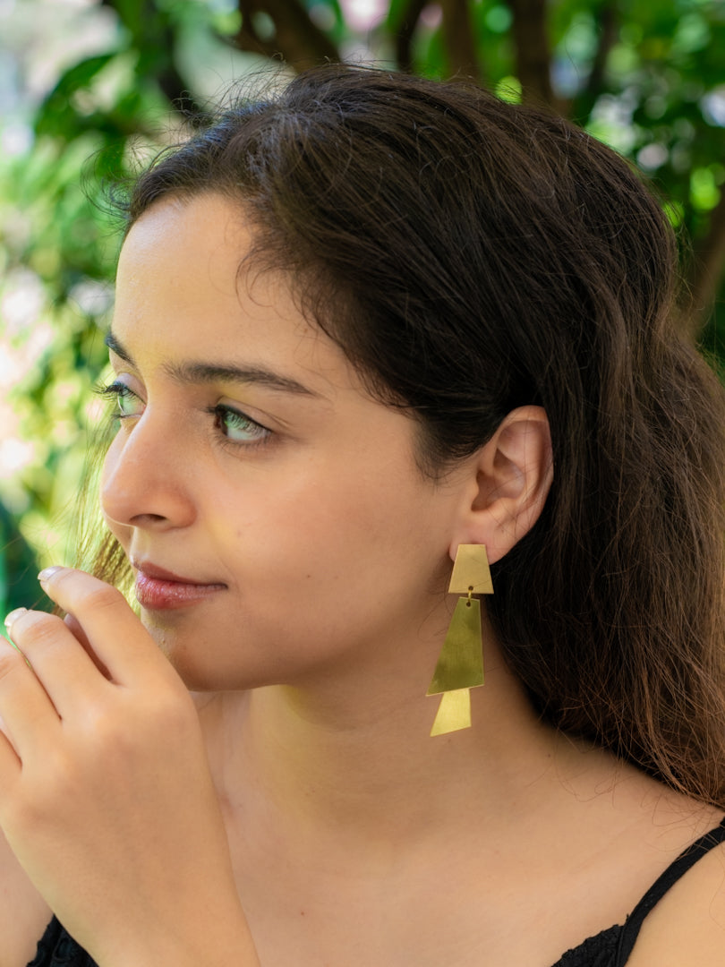 Triad Brass Handmade Earring (Anti Tarnish)