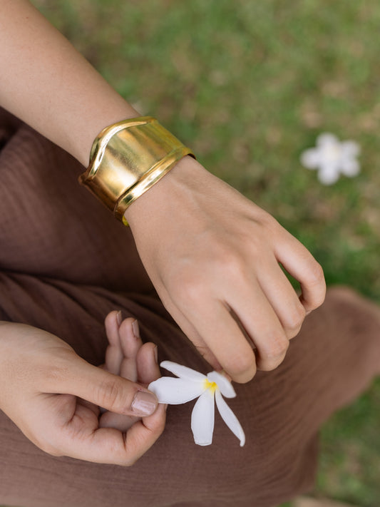 Solara Cuff Brass Adjustable Bracelet (Anti Tarnish)